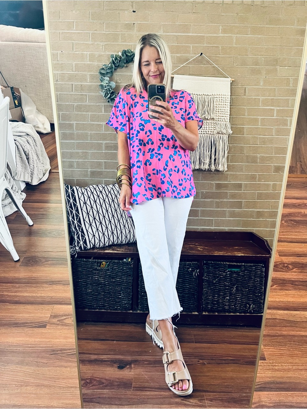 First Love Hot Pink Tunic with Blue Leopard Spots